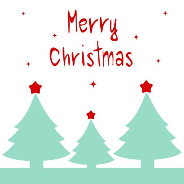 şirin elle çizilmiş vektör mavi ve kırmızı neşeli Noel tebrik kartı