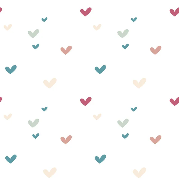 Lindo colorido dibujado a mano corazones sin costura vector patrón fondo ilustración — Vector de stock
