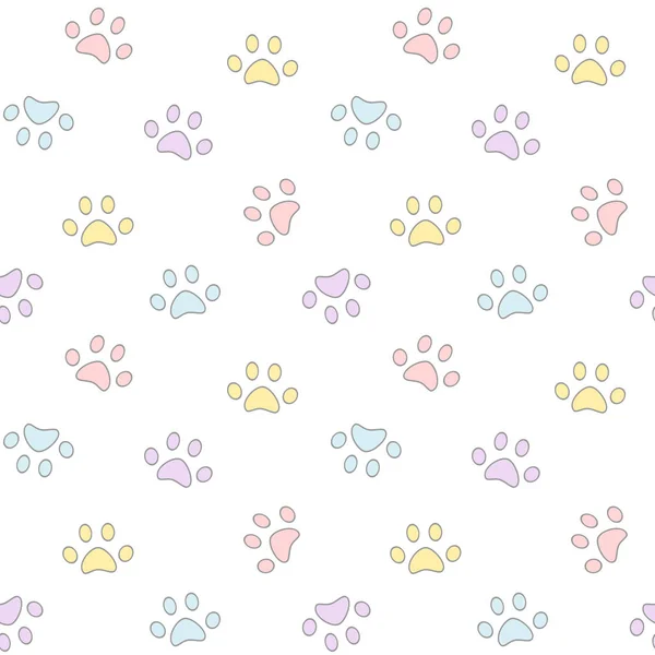 Cute colorful paws seamless vector pattern background illustration — Stock Vector