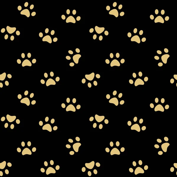 Pata de ouro bonito no fundo preto sem costura vetor padrão ilustração —  Vetores de Stock