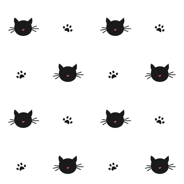 Schattige katten silhouet naadloze patroon achtergrond vectorillustratie — Stockvector