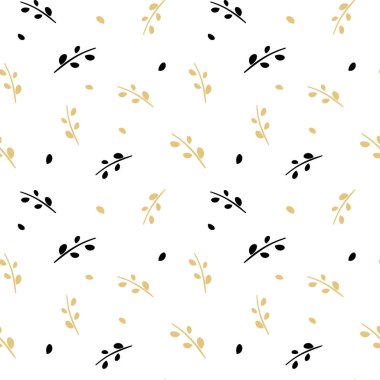 Altın ve siyah şube sorunsuz vektör desen arka plan illüstrasyon