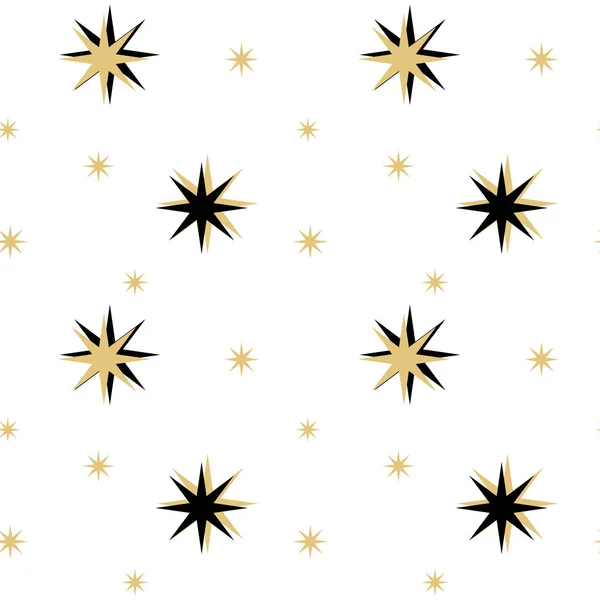 Ilustrasi latar belakang vektor tak bergambar berwarna hitam dan emas abstrak dengan bintang - Stok Vektor