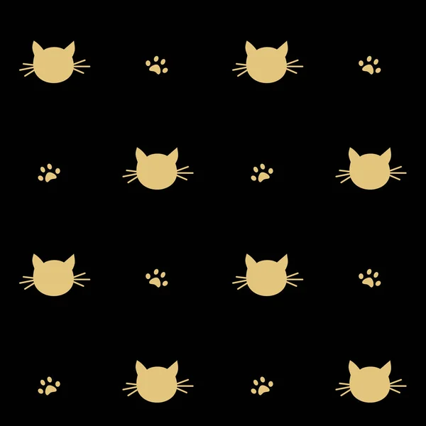 Mignon or chats silhouette motif vectoriel sans couture illustration de fond — Image vectorielle