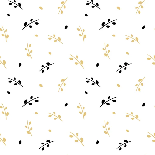 Goud en zwart tak naadloze patroon achtergrond vectorillustratie — Stockvector