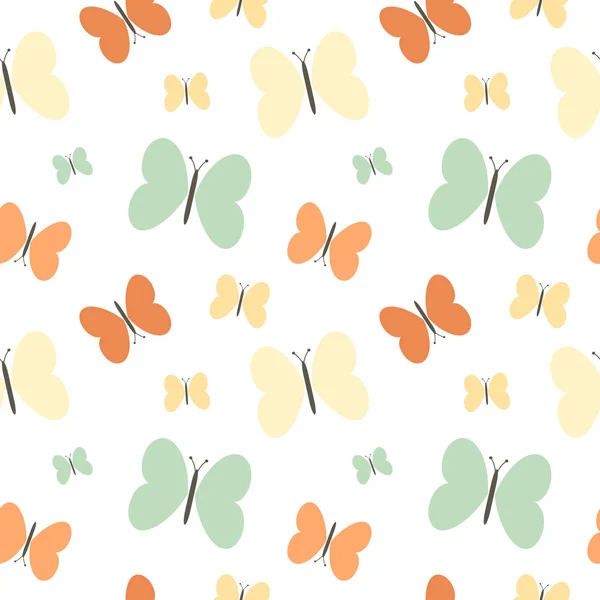 Mariposas de colores sin costuras patrón vectorial fondo ilustración — Vector de stock