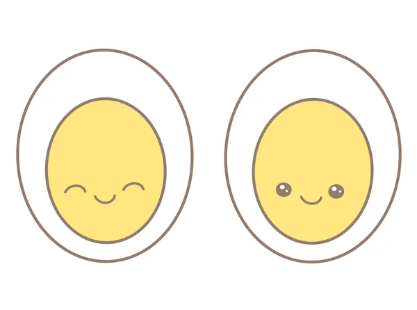 Söta tecknade vektor hårdkokta ägg isolerad på vit bakgrund — Stock vektor