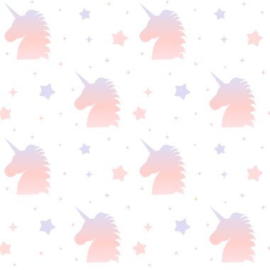 şirin degrade tek boynuzlu at siluet Dikişsiz desen arka plan illüstrasyon