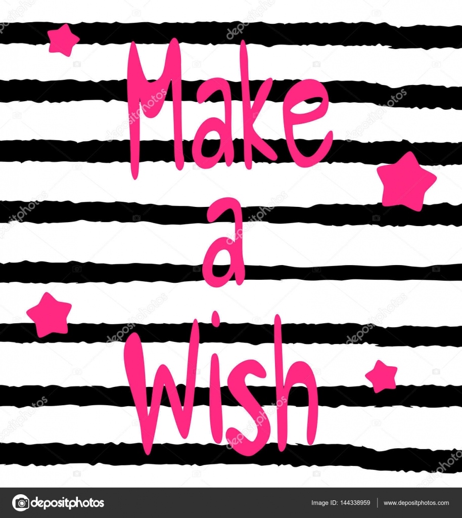 Colore rosa disegnato a mano sveglio Esprimi un desiderio lettering citazione ispiratrice carta di vettore su