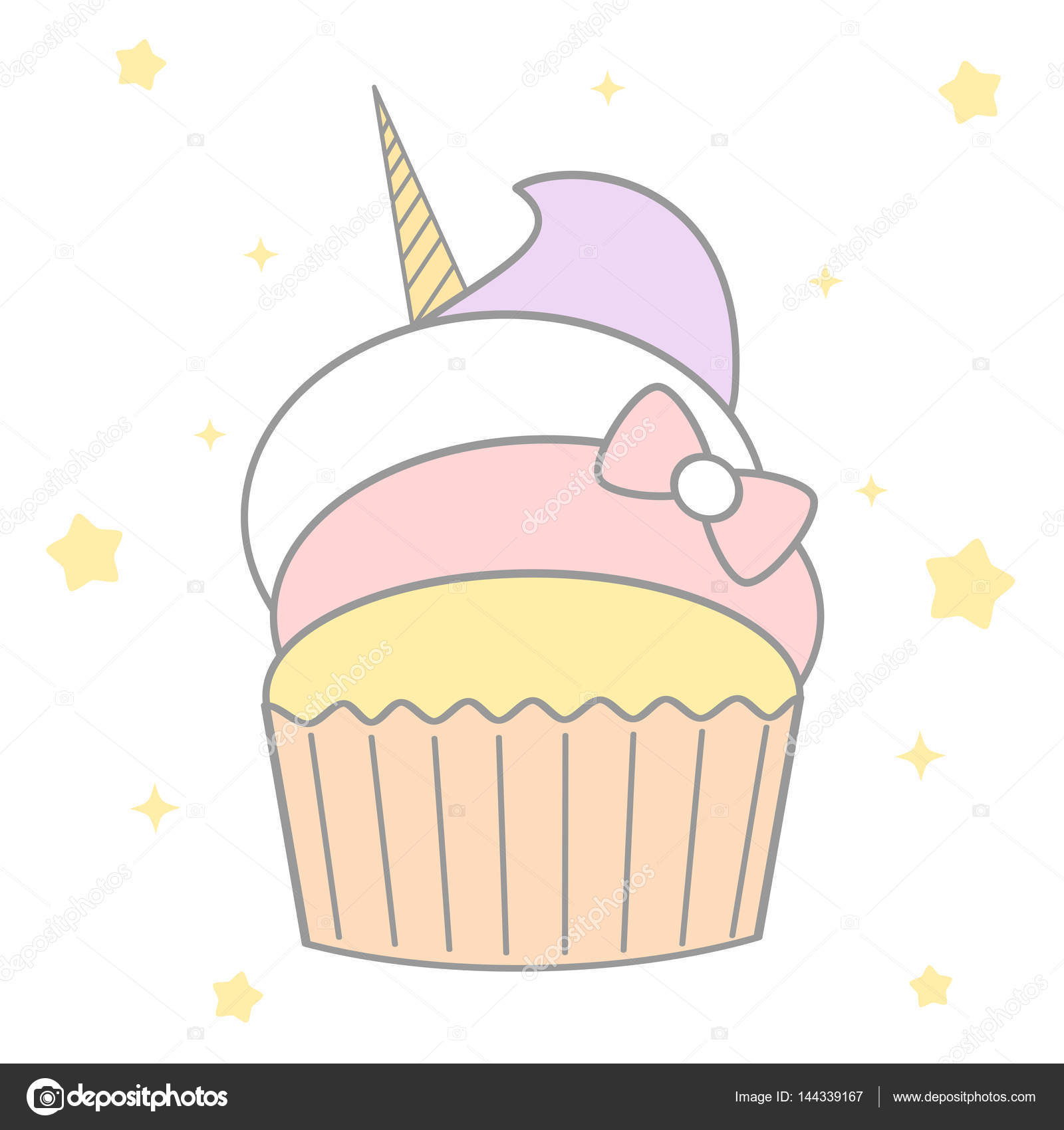 Desenho de cup cake de sobremesas de unicórnio e sorvete para colorir