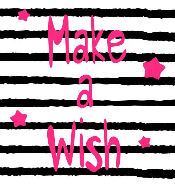 şirin elle çizilmiş pembe bir dilek ilham alıntı vektör kartı çizim çizgili arka plan üzerinde yazı