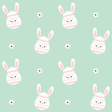 sevimli çizgi yumurta tavşan kulaklı Dikişsiz desen arka plan illüstrasyon vektör