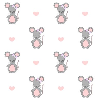 şirin çizgi film faresi kusursuz vektör desenli arkaplan çizimi