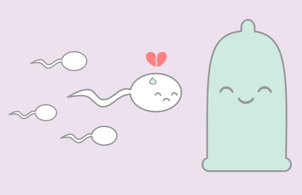 Cute cartoon contraception concept vector illustration — Stock Vector