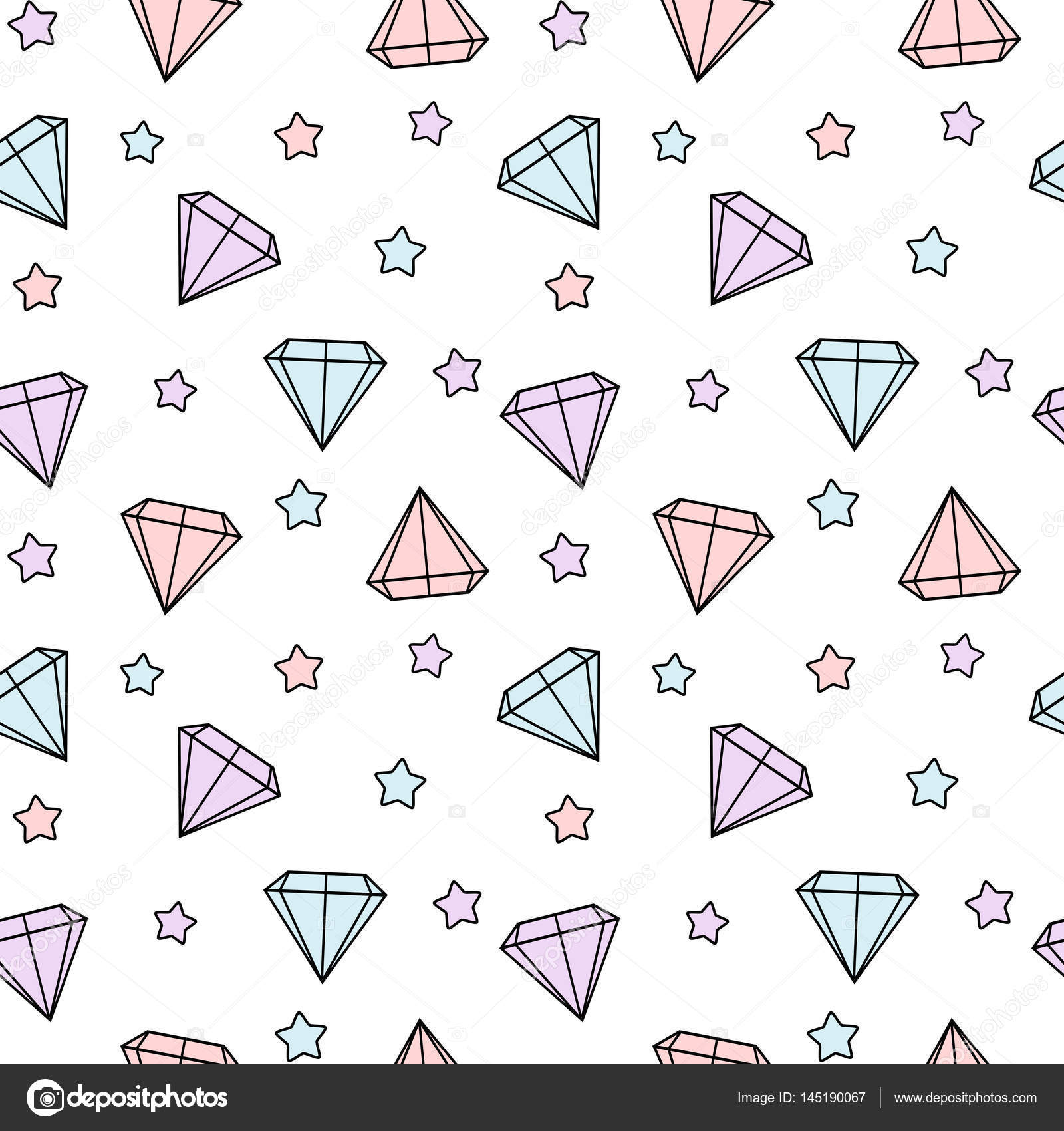 Cute Colorful Diamonds And Stars Seamless Vector Pattern Background Illustration Stock Vector Image By C Alicev1978