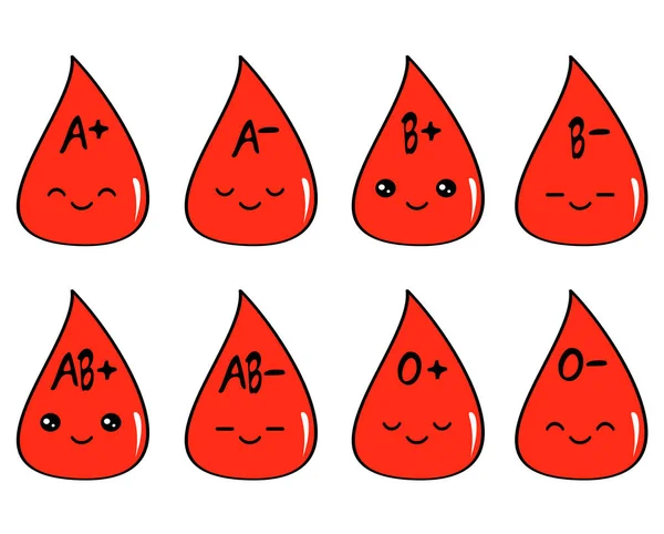 可爱的卡通血液类型设置矢量图 — 图库矢量图片