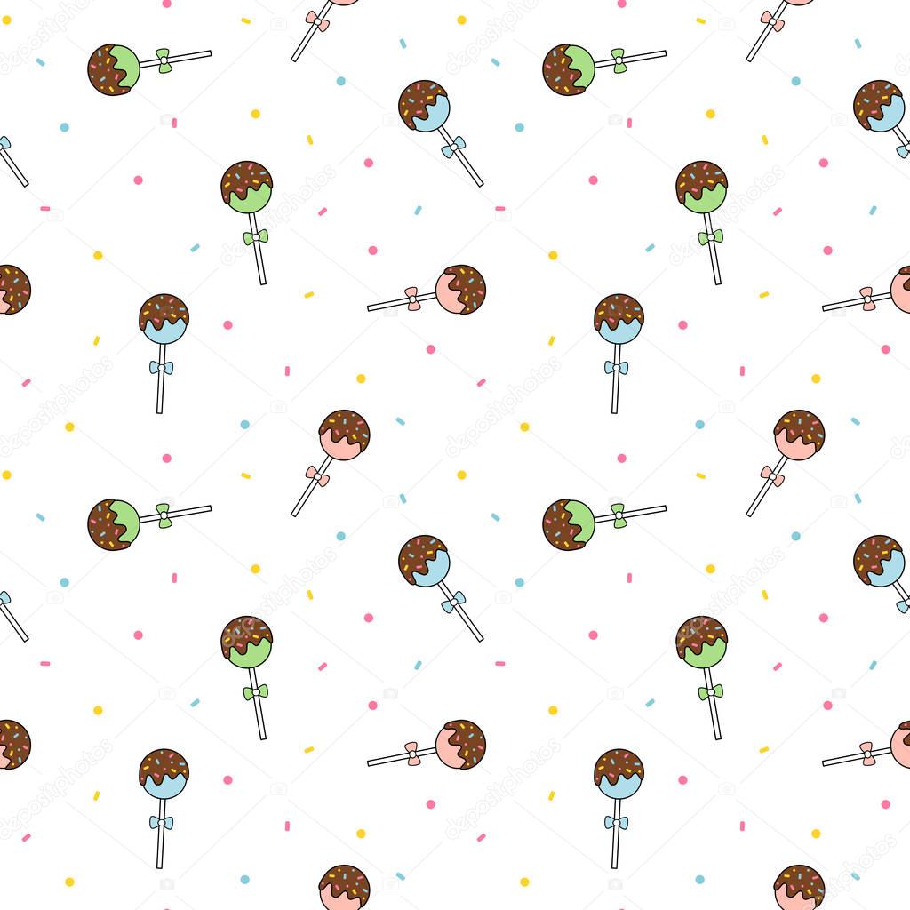 cute cartoon colorful cake pops seamless vector pattern background illustration