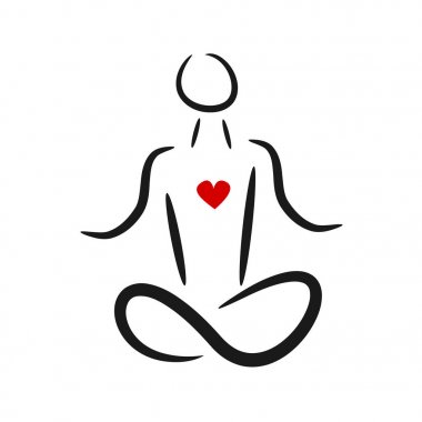 elle çizilmiş anahat yoga vektör logosu beyaz arka plan üzerinde izole