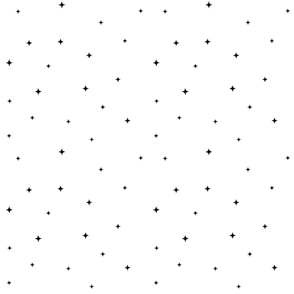 Pequeñas estrellas negras sobre fondo blanco sin costuras patrón vectorial ilustración — Vector de stock