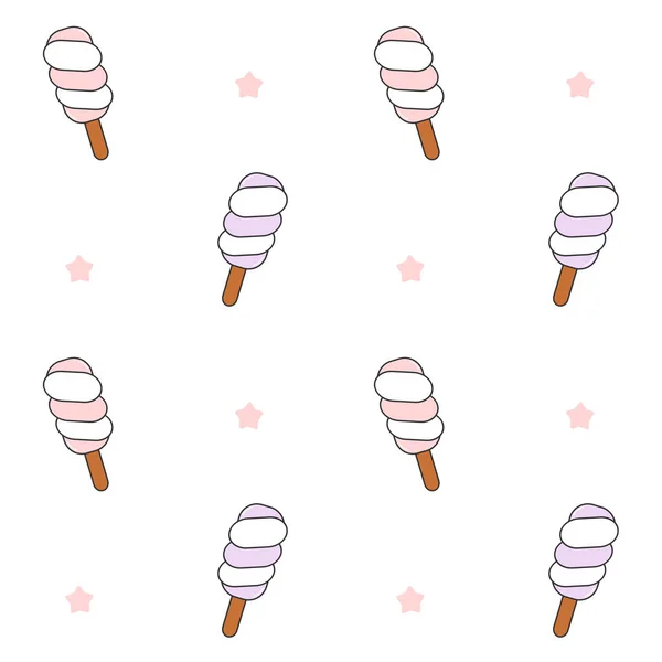 Cute cartoon ice cream seamless vector pattern background illustration — Stock Vector