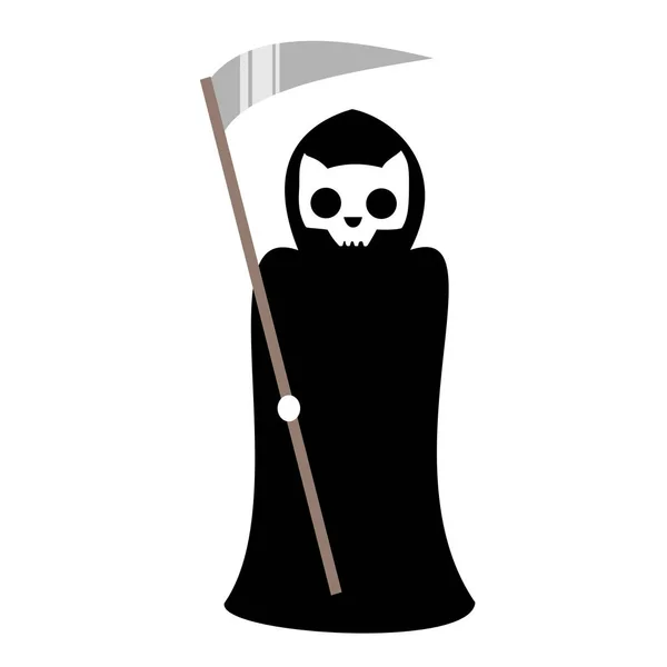 Lindo gato de dibujos animados grim Reaper ilustración vectorial aislado sobre fondo blanco — Archivo Imágenes Vectoriales