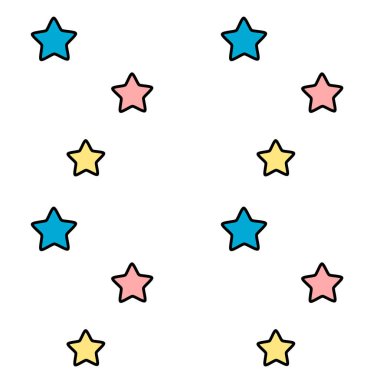 sevimli çizgi pembe mavi ve sarı yıldız Dikişsiz desen arka plan illüstrasyon vektör