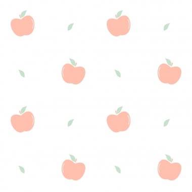 sevimli güzel pastel pembe elma Dikişsiz desen arka plan illüstrasyon vektör