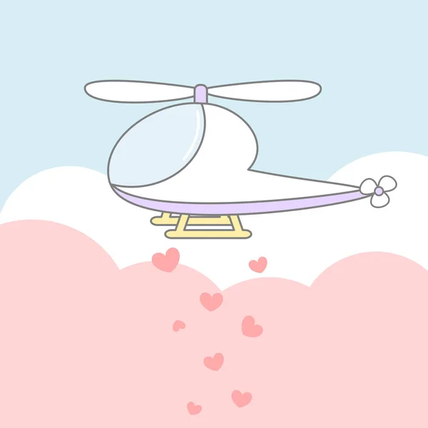 Cute cartoon helicopter in the sky vector illustration — Stock Vector