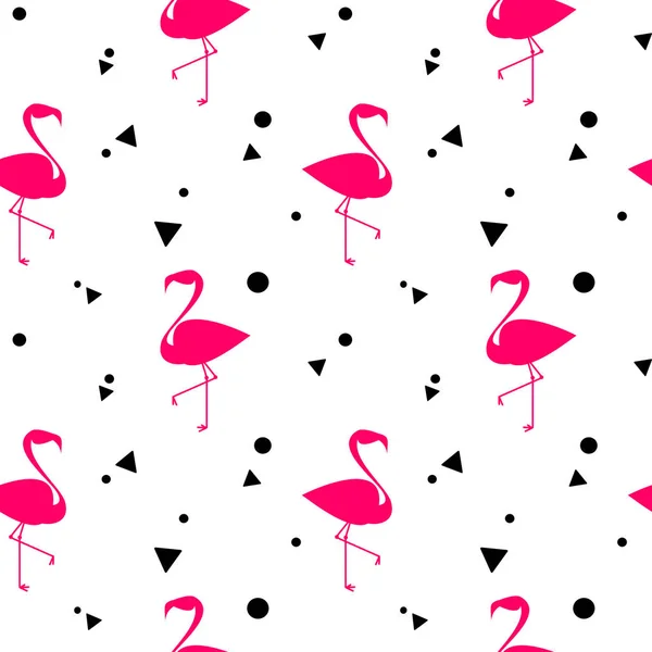 Rosa flamencos silueta sin costura vector patrón fondo ilustración — Vector de stock