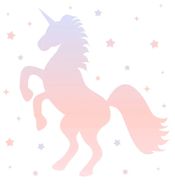 Mignon dégradé licorne silhouette avec des étoiles sur fond blanc illustration — Photo