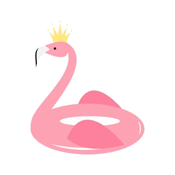 Cute cartoon flamingo float vector illustration isolated on white background — Stock Vector