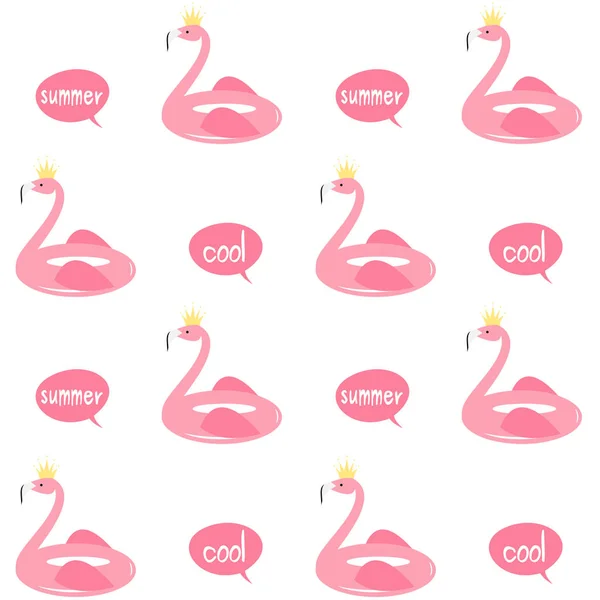 Bonito flamingo float sem costura vetor padrão fundo ilustração — Vetor de Stock