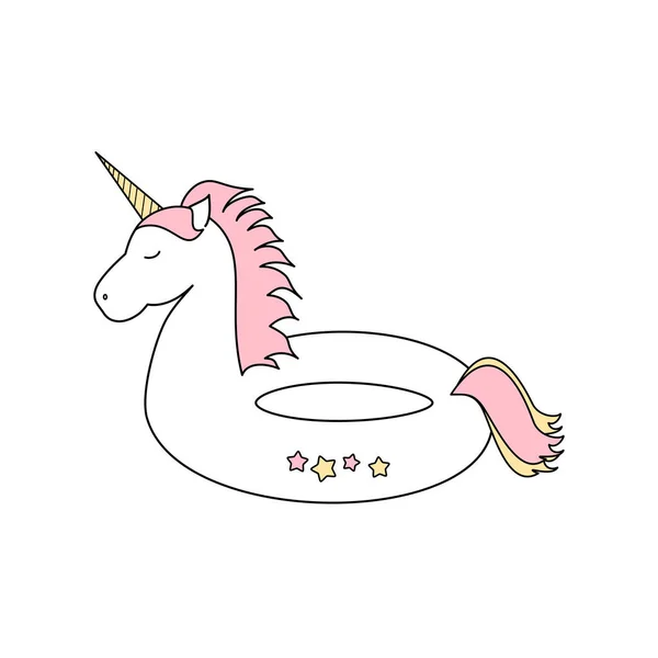 Drăguț desen animat unicorn float vector ilustrație izolat pe fundal alb — Vector de stoc