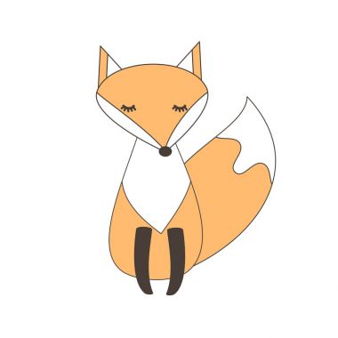 sevimli çizgi vektör tilki izole üzerinde beyaz arka plan