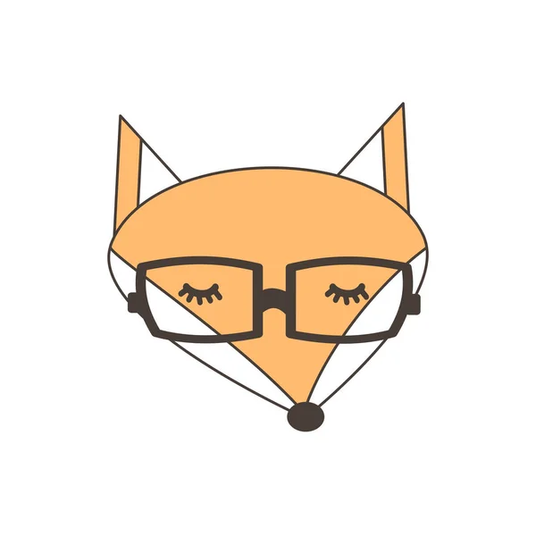 Twarz fox cute kreskówki z okularów wektor ilustracja na białym tle — Wektor stockowy