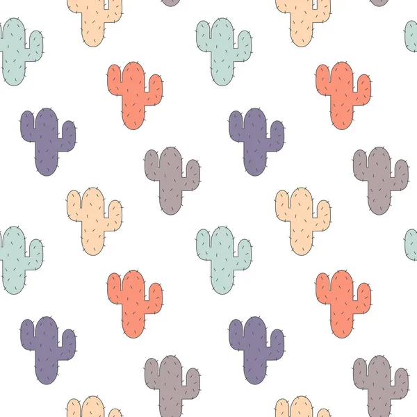 Cute colorful seamless vector pattern background illustration with cactus — Stock Vector