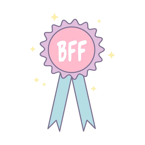 BFF beste vriend voor altijd medaille cartoon vector geïsoleerd op witte achtergrond — Stockvector