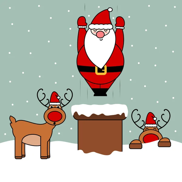 Bonito Desenho Animado Vetor Engraçado Natal Ilustração Papai Noel Caindo —  Vetores de Stock