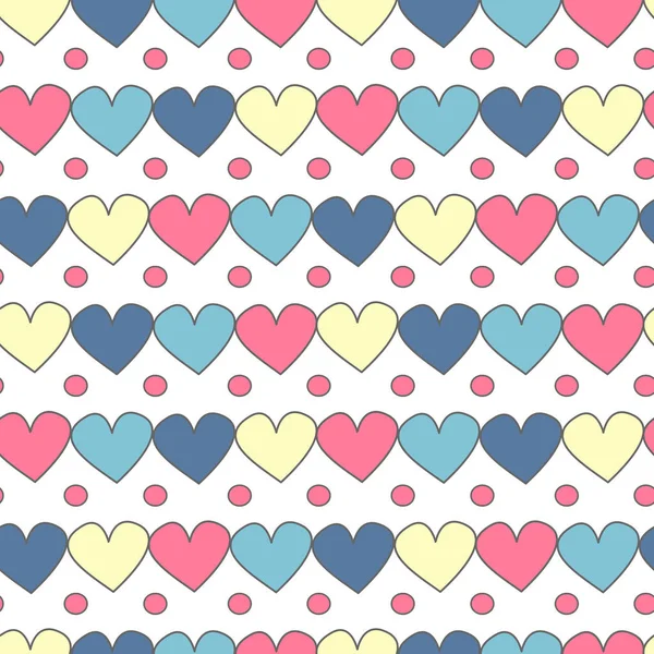 Şirin Renkli Kalpler Dikişsiz Desen Arka Plan Illüstrasyon Vektör — Stok Vektör