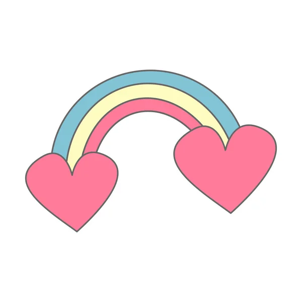 Χαριτωμένο Σκίτσο Διάνυσμα Rainbow Καρδιά Που Απομονώνονται Λευκό Φόντο — Διανυσματικό Αρχείο