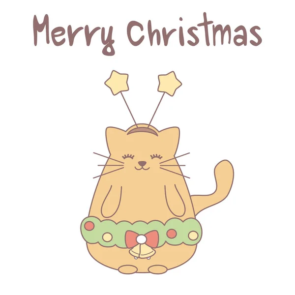 귀여운 손으로 오렌지 고양이 크리스마스 — 스톡 벡터