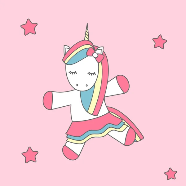 Lindo Vector Dibujos Animados Bailando Unicornio — Archivo Imágenes Vectoriales