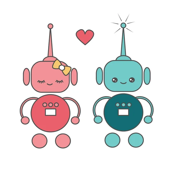 Robots Vecteur Dessin Animé Mignon Amour — Image vectorielle