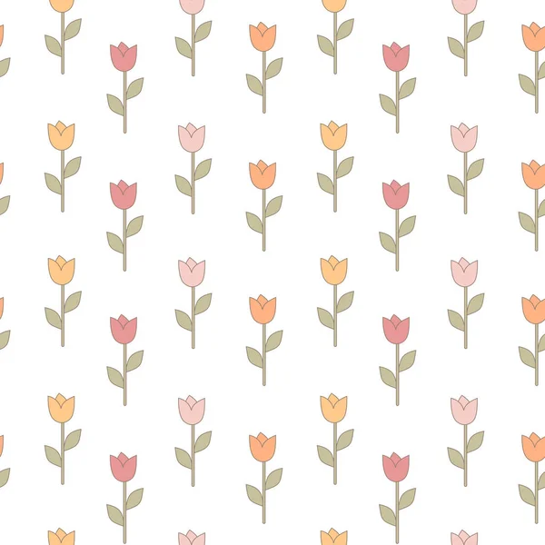 Lindo Precioso Tulipanes Sin Costura Vector Patrón Fondo Ilustración — Vector de stock