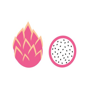 Beyaz arka plan üzerinde izole sevimli çizgi vektör dragon meyve 