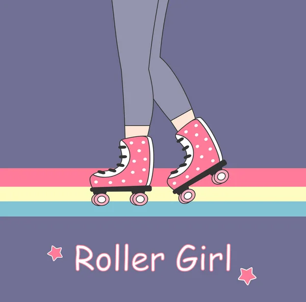 Cute Cartoon Vector Illustration Roller Skates Boots — Stock Vector