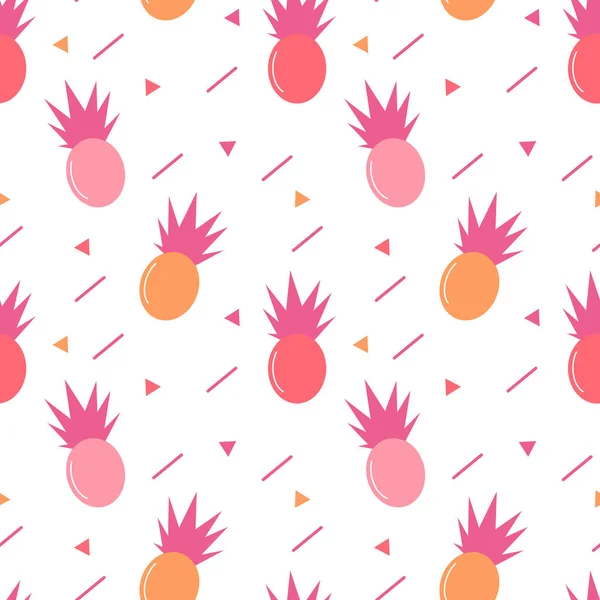 可爱多彩菠萝无缝矢量图案背景图 — 图库矢量图片