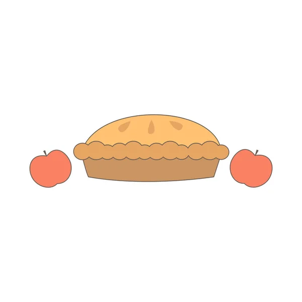 Lindo Vector Dibujos Animados Pastel Manzana Aislado Sobre Fondo Blanco — Vector de stock