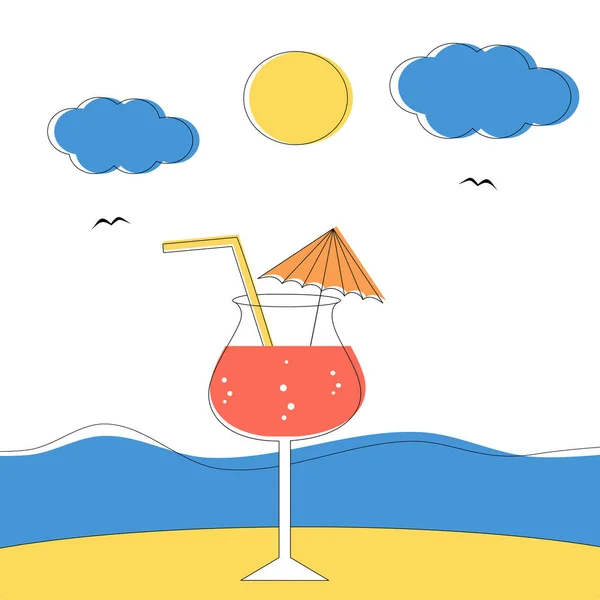 Ilustração Vetor Cocktail Verão — Vetor de Stock