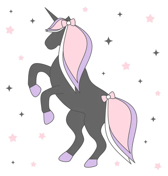 Lindo Dibujo Animado Unicornio Vector Ilustración — Vector de stock